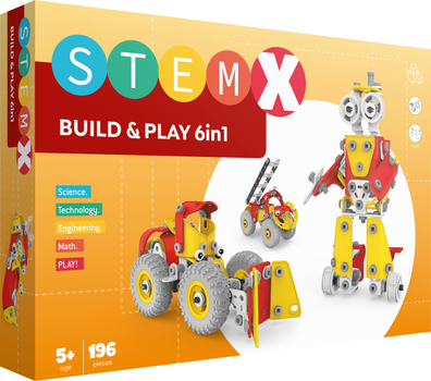 Конструктор с болтами Stem Build&Play 6 в 1 на 196 деталей (3858894673285)