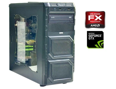 Игровой ПК QUBE QB646 Tower / AMD FX-8300 (8 ядер по 3.3 - 4.2 GHz) / 8 GB DDR3 / 128 GB SSD + 500 GB HDD / nVidia GeForce GTX 1050 Ti, 4 GB GDDR5, 128-bit / DVD-ROM / 750W / Win 10 б/у