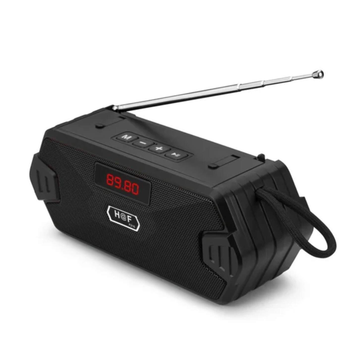 Портативный FM радиоприёмник / Bluetooth-колонка с аккумулятором цифровой LED дисплей MP3-плеер USB / TF / MIC / AUX / TWS black