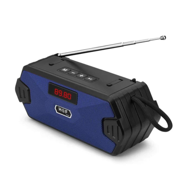 Портативный FM радиоприёмник / Bluetooth-колонка с аккумулятором цифровой LED дисплей MP3-плеер USB / TF / MIC / AUX / TWS blue
