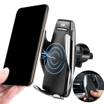 Держатель телефона SMART SENSOR S5 с беспроводной зарядкой чёрный