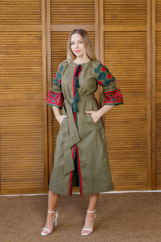 Жіноча вишита сукня Galychanka Гуччі XL Хакі (GALGUCSUKH)