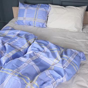 Комплект постельного белья Mirson Полуторный Евро 160х220 см 17-0766 Checkered blue Бязь (2200010939514)
