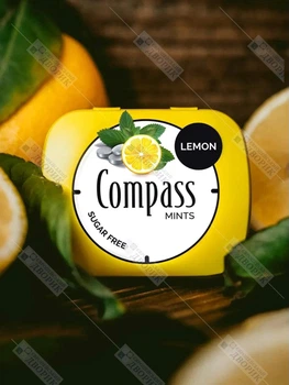 Льодяники освіжаючі без цукру зі стевією Compass зі смаком лимона Lemon Fresh mints 14 г