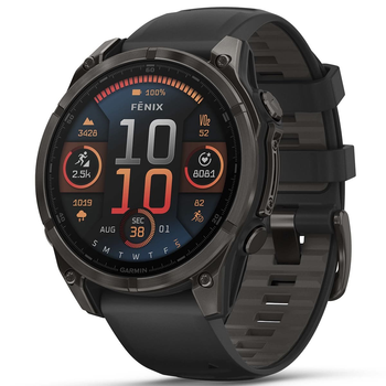 Спортивные часы GARMIN Fenix 8 47mm AMOLED Sapphire Carbon Gray DLC Titanium with Black Silicone Band