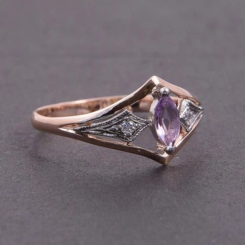Каблучка з червоного і білого золота з маркизом 18 K-0135