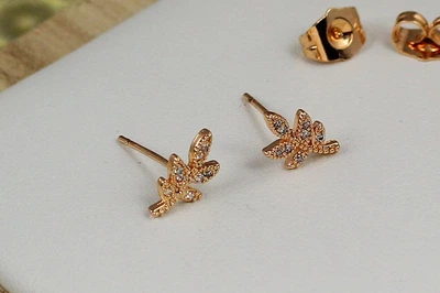 Серьги гвоздики Xuping Jewelry веточка 11 мм золотистые