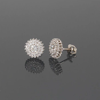Серьги гвоздики из белого золота с фианитами S-0035