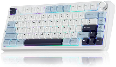 Бездротова механічна ігрова клавіатура з Hot-Swap AULA F75 White-Blue