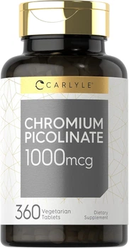 Добавка премиум-класса пиколината хрома Carlyle Chromium Picolinate 1000mcg 360 таблеток