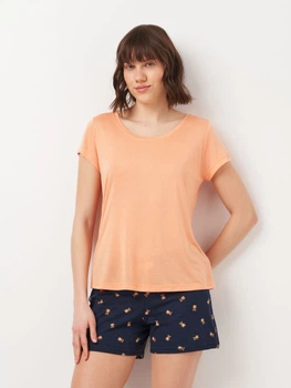 Піжама (футболка + шорти) жіноча Cornette Womens sleepwear 492-321 A25 M Помаранчева/Синя (5902458261383)