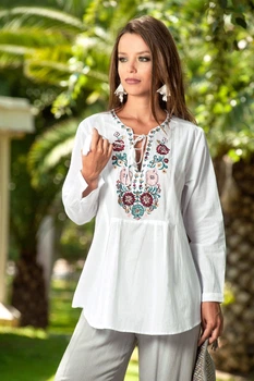 Пляжная туника с цветной вышивкой Indiano 1294 I-1с 50(XXL) Белый