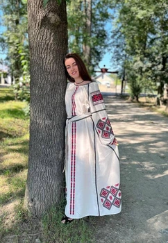 Вишита жіноча сукня в етнічному стилі Магда льон 42 S