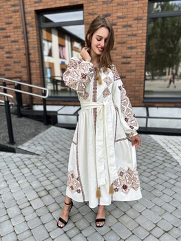 Вишита сукня Меліса молочна 50 XL