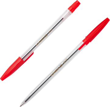 Набір кулькових ручок 50 шт Buromax Червоний 0.7 мм Прозорий корпус (BM.8117-03)