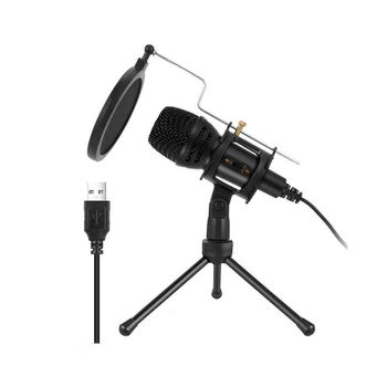 Микрофон студийный настольный всенаправленный конденсаторный, USB, black