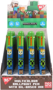 Набор ручек шариковых Yes Minecraft 0.7 мм автоматических 6 цветов 24 шт (412244)