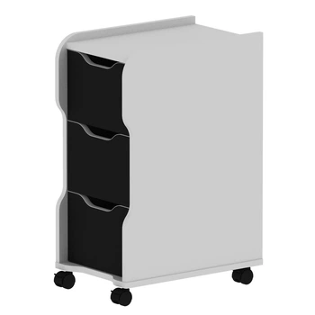 Мобильная тумба на колесах с 3 ящиками XGamer 31/46/63 см белый с черным