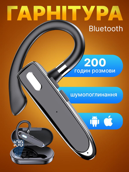 Блютуз гарнитура беспроводная наушник с шумоподавлением для водителя bluetooth 5.3 для телефона компьютера пк black + зарядным кейсом