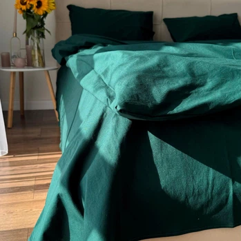 Простирадло Півтораспальне Lavson Варена бавовна Washed Cotton 150х230 Смарагдовий