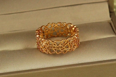 Кольцо Xuping Jewelry плетеное из сердечек р 16 золотистое