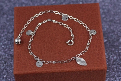 Браслет Xuping Jewelry на ногу гудзика з листочком на якірному ланцюзі 25 см 2 мм сріблястий