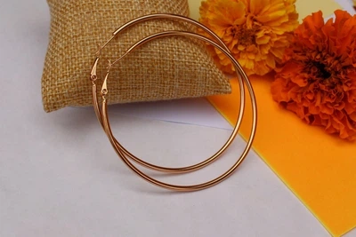 Серьги кольца Xuping Jewelry 6 см гладкие золотистые