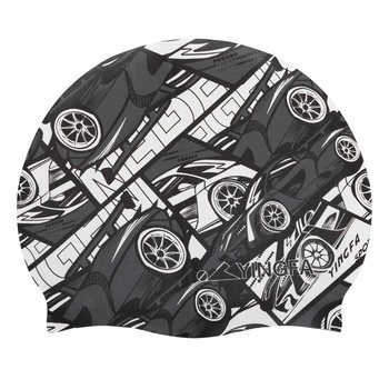 Шапочка для плавания силиконовая для взрослых Yingfa 0091-1 Black-Grey