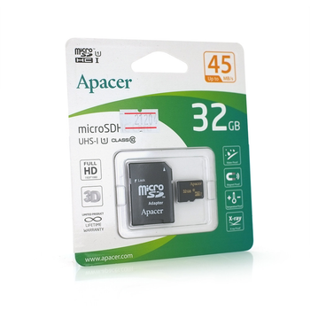 Карта памяти Apacer microSDHC 32GB Class 10 UHS-I флешка для смартфонов и камер быстрая память (LO-TH_11C)