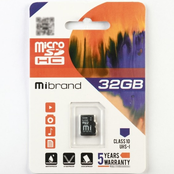 Карта памяти Mibrand microSDHC 32GB Class 10 UHS-I флешка для смартфонов планшетов фото и видео (LO-TH_11C)