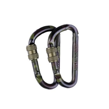 Набір 2 карабіни тактичні Mil-Tec Aluminium Lock Carabiner 6см Woodland (15922060)