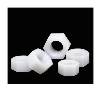 Пластиковая гайка М3 Белая нейлоновая шестиугольная, M3 White plastic nut