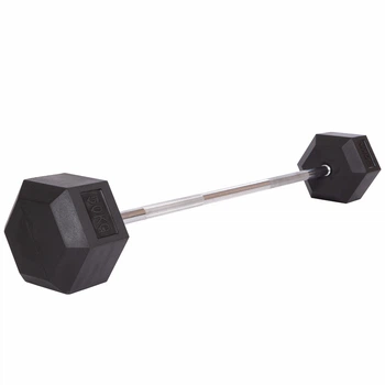 Штанга фиксированная прямая обрезиненная Rubber Hexagon Barbell Record TA-6230-50 50 кг