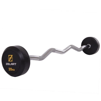 Штанга фиксированная изогнутая обрезиненная Rubber Coated Barbell Zelart TA-2687-20 20 кг