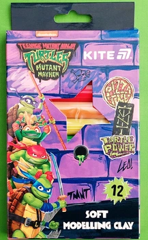 Пластилін восковий. Ninja Turtles (NT25-086) 12 кольорів, 200 г. Kite