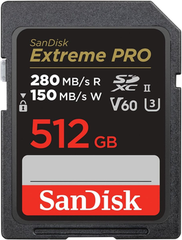 Карта пам'яті SanDisk SD 512GB C10 UHS-II U3 R280/W150MB/s Extreme Pro V60