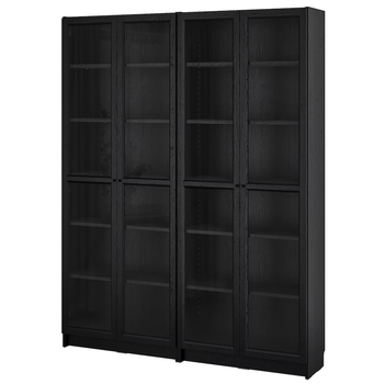 Книжный шкаф со стеклянными дверями BILLY/OXBERG 160x30x202 см IKEA 594.835.29 черный