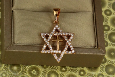 Кулон Xuping Jewelry зірка Давида з хрестиком 2,1 см золотистий