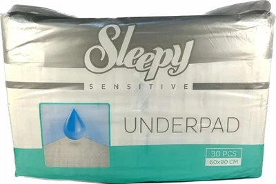 Пелюшки для дорослих гігієнічні одноразові 90х60 см 30 шт Sleepy Sensitive Underpad