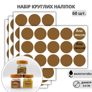 Набор круглых наклеек для подписей 3,6 см (60 шт.)