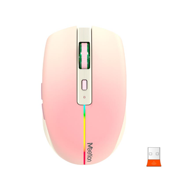 Мышь MEETION 2.4 G+Bluetooth Dual Mode gaming mouse BTM002 |1000-1200-1600dpi, 6keys, Type-C Charging, RGB| розовая