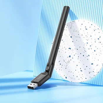 WiFi Adapter HOCO WiFi4 USB external antenna wireless network card HI32 |2.4GHz, 150Mbps, USB2.0| Колір black