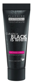 Зубная паста Curaprox Black is White мини-версия с активированным углем (черная паста) 10 мл., RDA-50