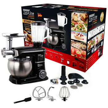 Кухонний комбайн 4-в-1 Zepline ZP-072 3200W, Тестоміс, М’ясорубка, Блендер, Міксер, 7 л Чаша, 6 Швидкостей