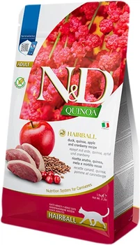 Сухой корм Farmina N&D Quinoa GF Cat Hairball Adult для взрослых кошек для вывода шерсти из желудка с уткой, киноа, яблоком и клюквой 0,3 кг (41555)