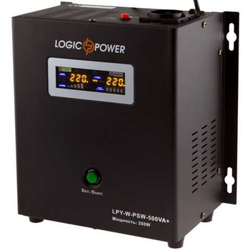 Джерело безперебійного живлення LogicPower LPY-B-PSW-500VA+ (350Вт)5A/10A, Lin.int., AVR, 2 x евро, LCD, металл, с правильной си (LP4149)