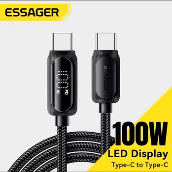 Кабель Essager Type-C PD 100w Quick Charge (з дисплеєм) Black 2м