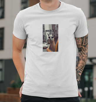 Мужская футболка B&C Collection с принтом Лама Be Cool Bro, XL Белый