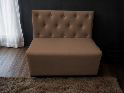 Диван для кафе Tobi Sho Бостон з високою спинкою та ґудзиками 1200x630x850, шкірзам Мокко 2239