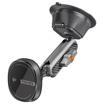Автодержатель для телефона магнитный с беспроводной зарядкой Promate FlexDrive-Qi2 Black (flexdrive-qi2)